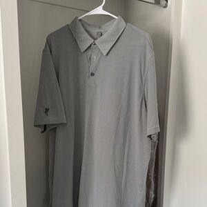 Ashworth Men's Striped Gray Polo Shirt